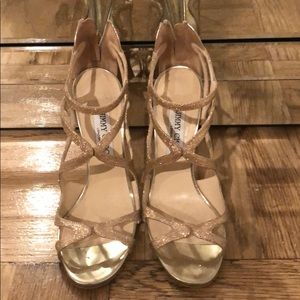 Jimmy Choo Rose Gold Glitter Sandal